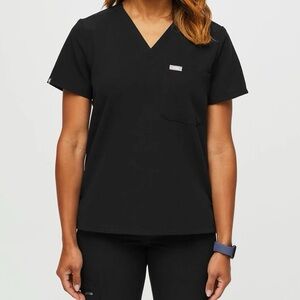 Figs Catarina One Pocket Scrub Top Black Size Small